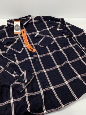 Pacific Trail Men's Navy Plaid Button-Up Shirt Shacket XXL NWT Cotton